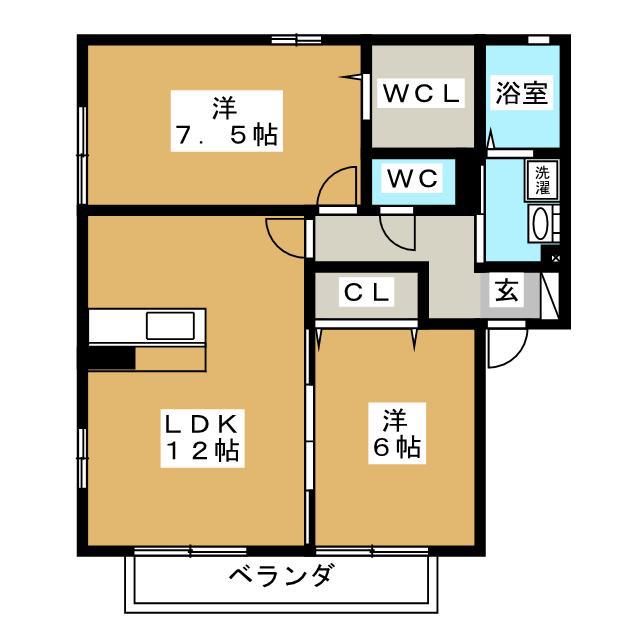 リゾート IN 愛(2LDK/2階)の間取り写真