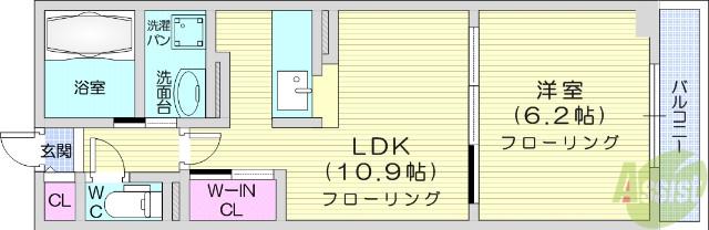 プロムナードⅣ(1LDK/2階)の間取り写真