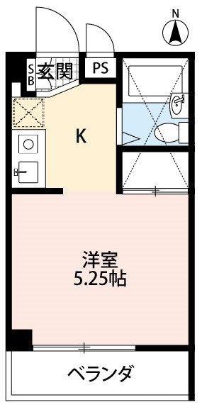 関間マンション(1K/3階)の間取り写真