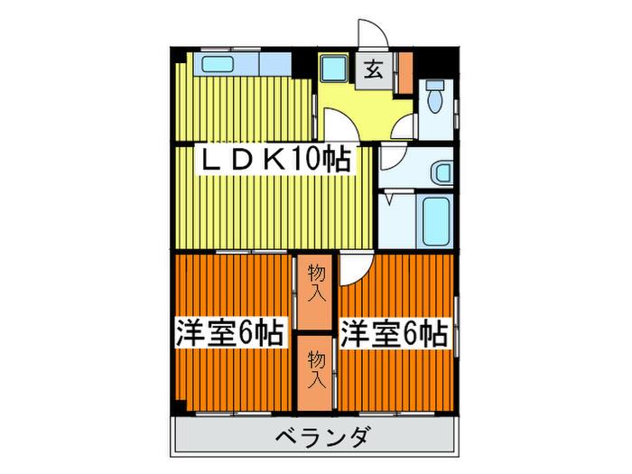 シャトーしむら(2LDK/3階)の間取り写真