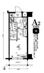 スカイコート品川パークサイドII(1K/2階)の間取り写真