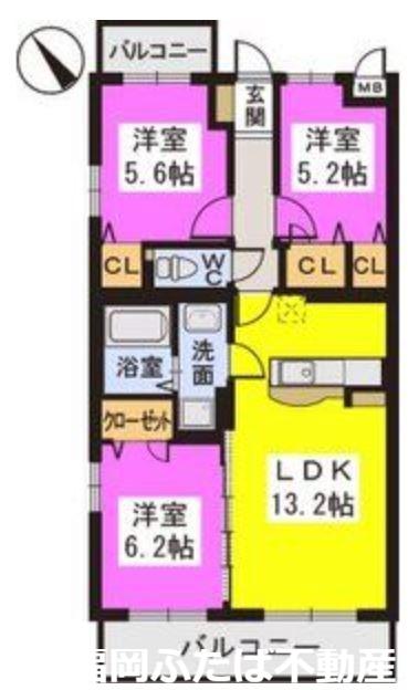 フォンターナ(3LDK/2階)の間取り写真