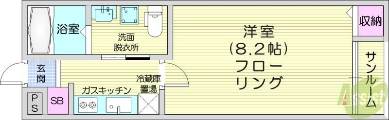 BRIX仙台長町(1K/2階)の間取り写真