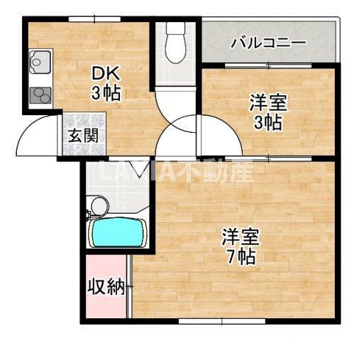丸善シティーハイツ上六(2DK/6階)の間取り写真