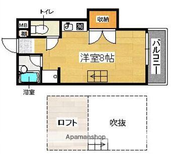 ヴィラカリフォルニア(ワンルーム/2階)の間取り写真
