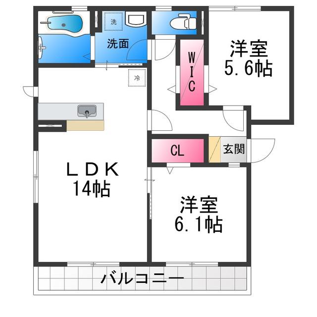 フルーレ・咲(2LDK/2階)の間取り写真