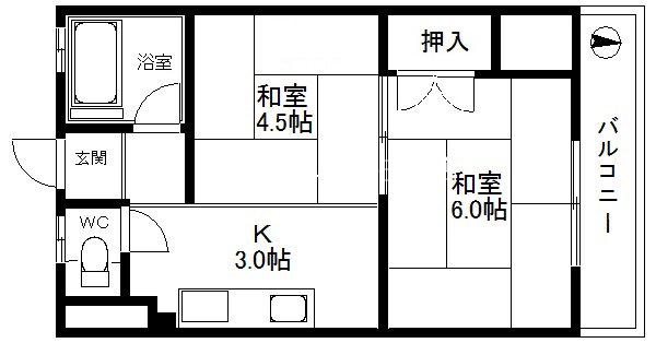 エイトビル岸里(2K/3階)の間取り写真