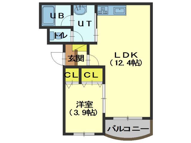 プロージェ湯川(1LDK/3階)の間取り写真