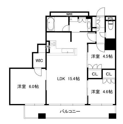 プレサンスレジェンド堺筋本町タワー(3LDK/15階)の間取り写真