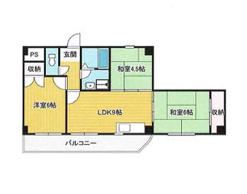 グレーシル鷹取(3LDK/7階)の間取り写真