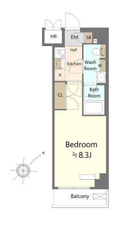 SHOKEN RESIDENCE八王子(1K/9階)の間取り写真