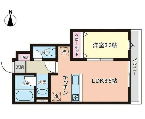 プレモリー名取駅前B(1LDK/1階)の間取り写真