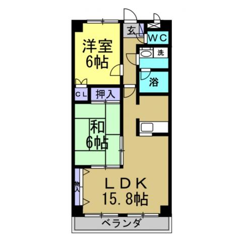 アルテス佐野(2LDK/1階)の間取り写真