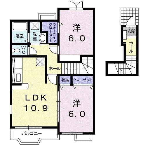 サンパティーク(2LDK/2階)の間取り写真