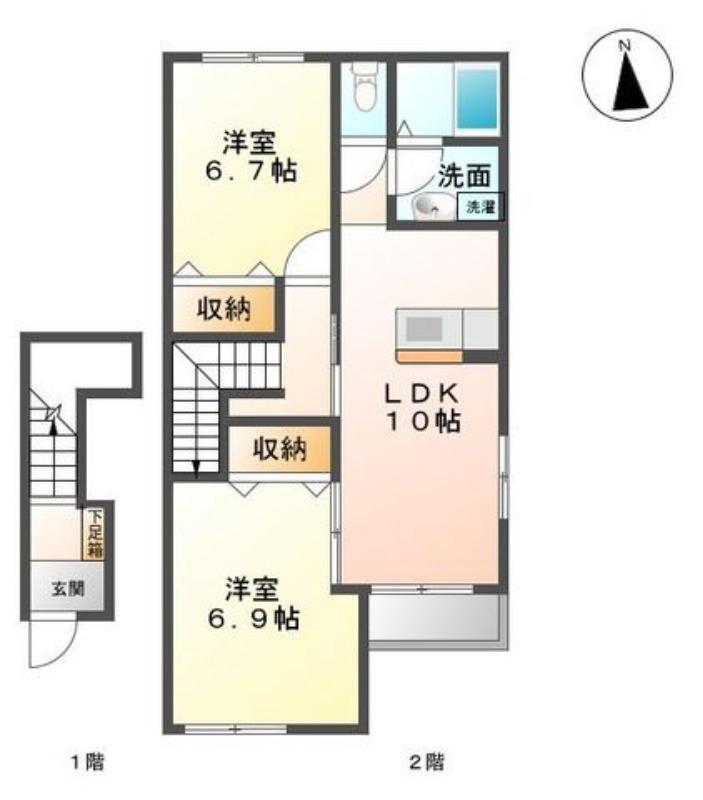 ロイヤルハイツ参番館(2LDK/2階)の間取り写真