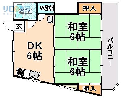 愛晃ハイツ(2DK/4階)の間取り写真