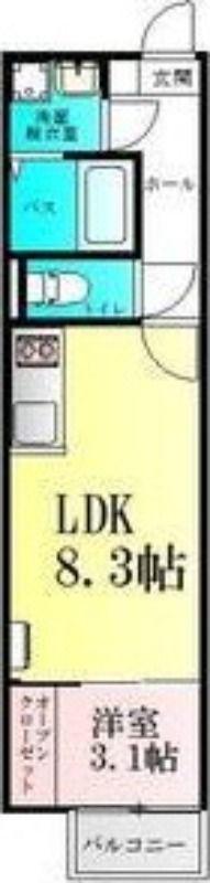 アークパイン黒松(1LDK/1階)の間取り写真