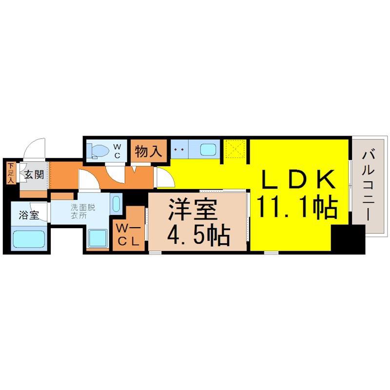 パークアクシス名古屋山王(1LDK/8階)の間取り写真