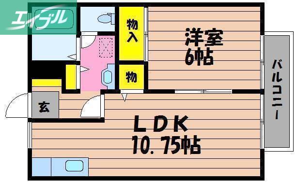 サンタウンコーラルC棟(1LDK/2階)の間取り写真