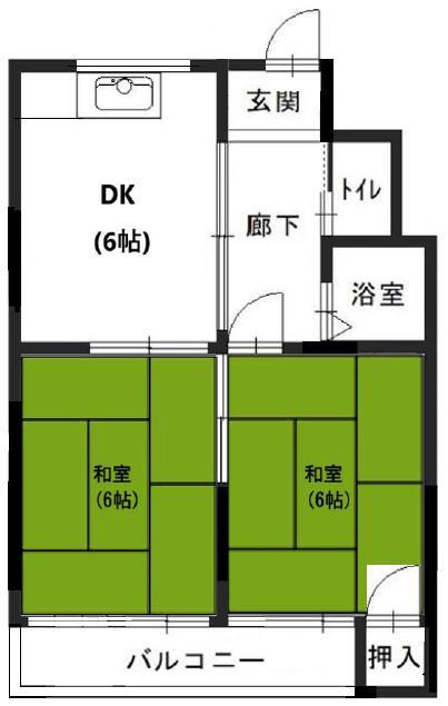 松本マンション(2DK/3階)の間取り写真
