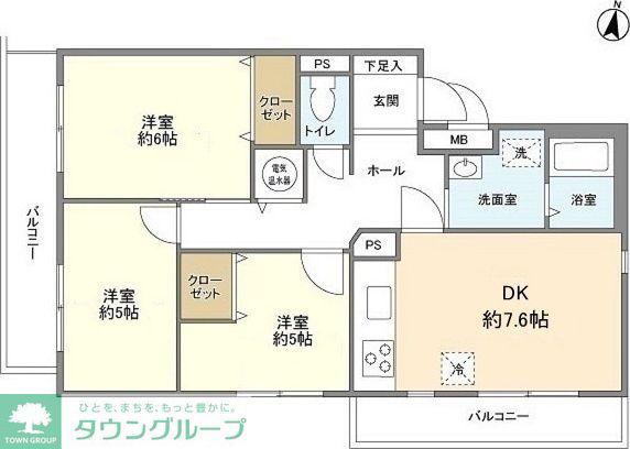 イトーピア鶴見(3DK/2階)の間取り写真