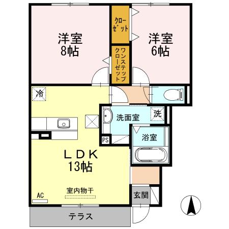 ラシュレ(2LDK/1階)の間取り写真