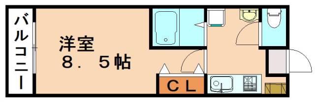 コスモ8(1K/8階)の間取り写真