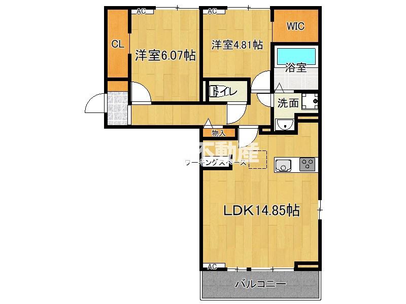Kハイツ(2LDK/3階)の間取り写真