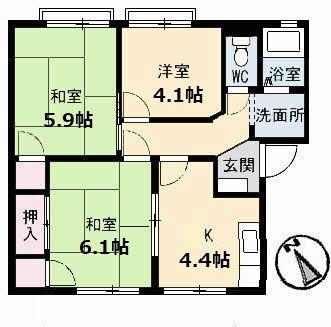 メゾンコリーヌ(2LDK/2階)の間取り写真