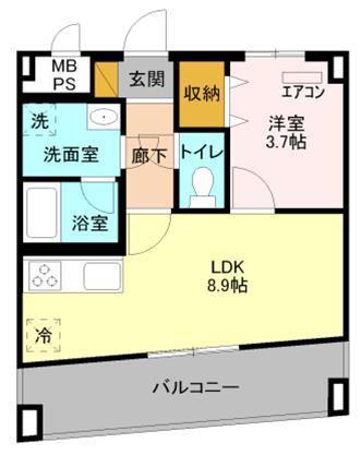アレグリア柏屋(1LDK/6階)の間取り写真