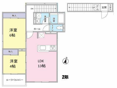 JR宇都宮線 蓮田駅 徒歩2分 3階建 築1年(2LDK/2階)の間取り写真
