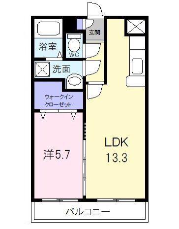 リバーサイド I(1LDK/3階)の間取り写真