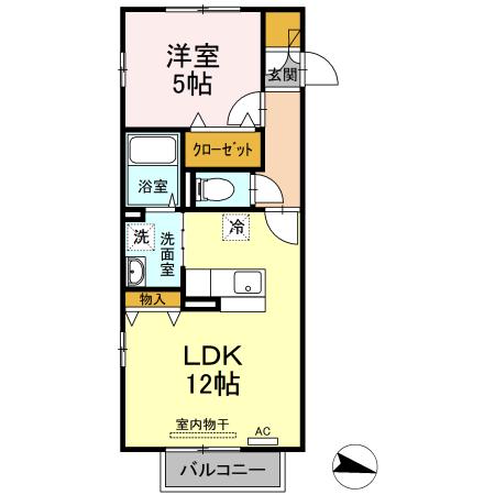 フラットウィステリア(1LDK/2階)の間取り写真