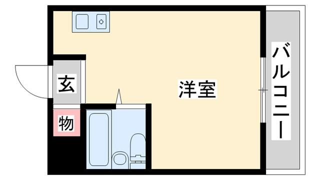 高山コーポ東加古川(ワンルーム/3階)の間取り写真