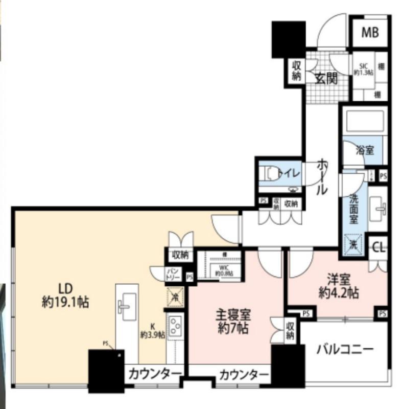パークコート ザ・三番町ハウス(2LDK/12階)の間取り写真