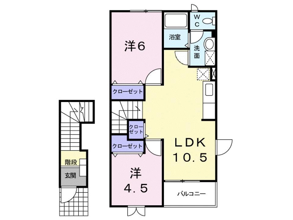 プレーヌ・グラシュー(2LDK/2階)の間取り写真