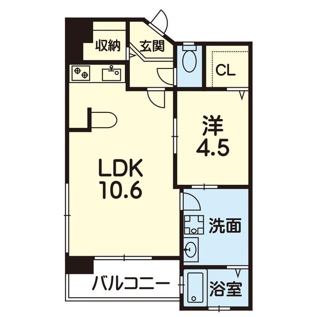 ライズ代継橋(1LDK/4階)の間取り写真