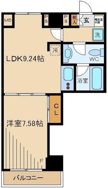 クレスト南千住(1LDK/9階)の間取り写真