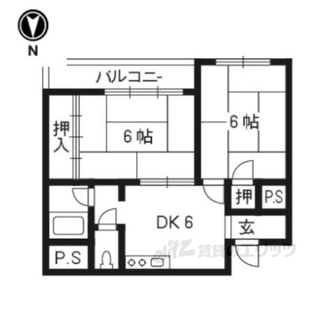 BNコート洛西(2DK/5階)の間取り写真
