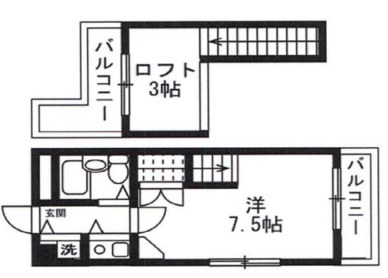 サンパレス21六甲II(1K/3階)の間取り写真