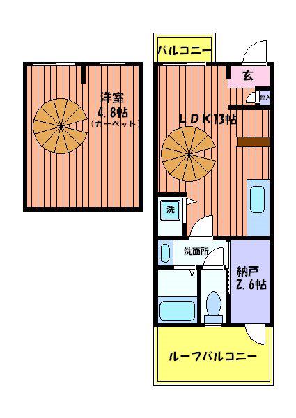 スカイフィールド国立(1LDK/4階)の間取り写真