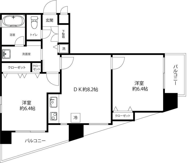 ヴェルト銀座イースト(2DK/10階)の間取り写真