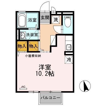 ハウスクレール(ワンルーム/2階)の間取り写真