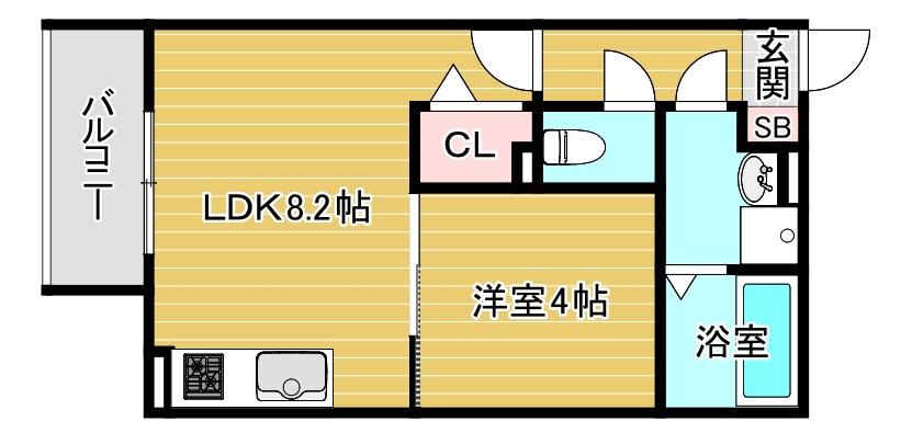リトレ徳庵(1LDK/2階)の間取り写真