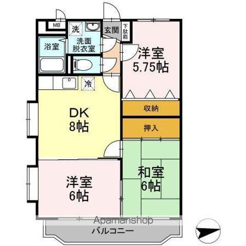 サンローゼ三島(3DK/2階)の間取り写真