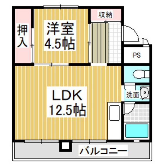 ビレッジハウス糸井4号棟(1LDK/1階)の間取り写真