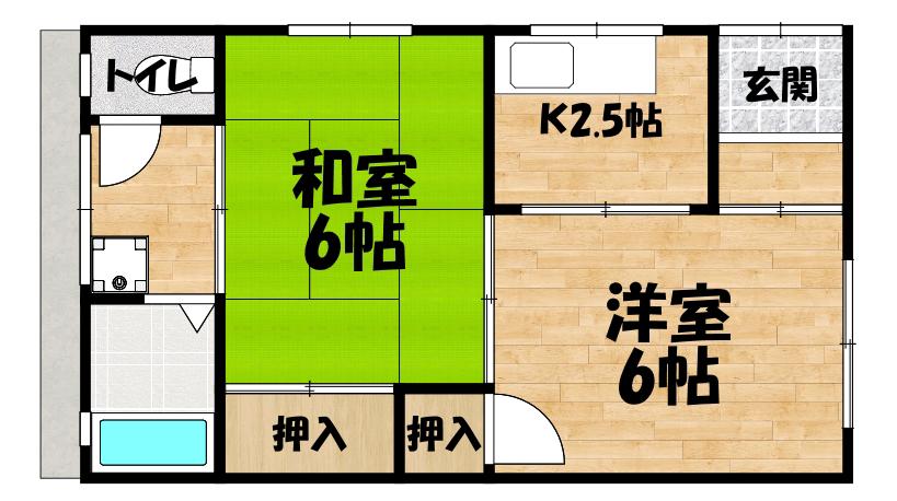 得津文化(2K/1階)の間取り写真