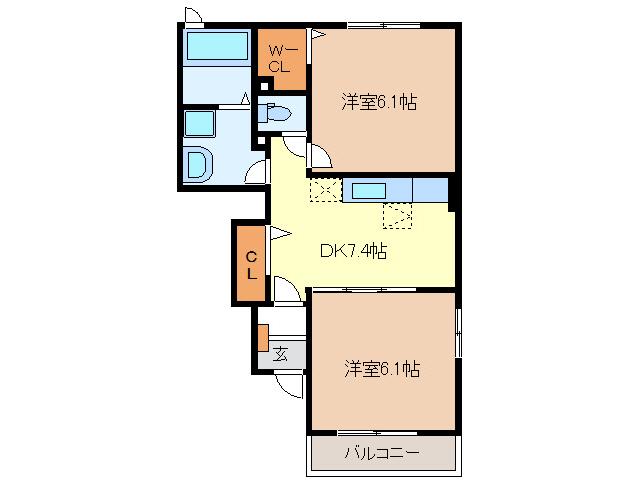 アサンテ サーナ(2DK/1階)の間取り写真