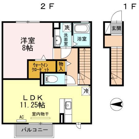 リヴェール(1LDK/2階)の間取り写真