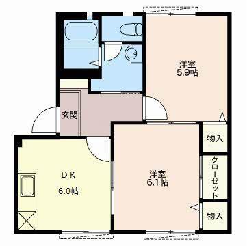 メイプル B(2DK/1階)の間取り写真